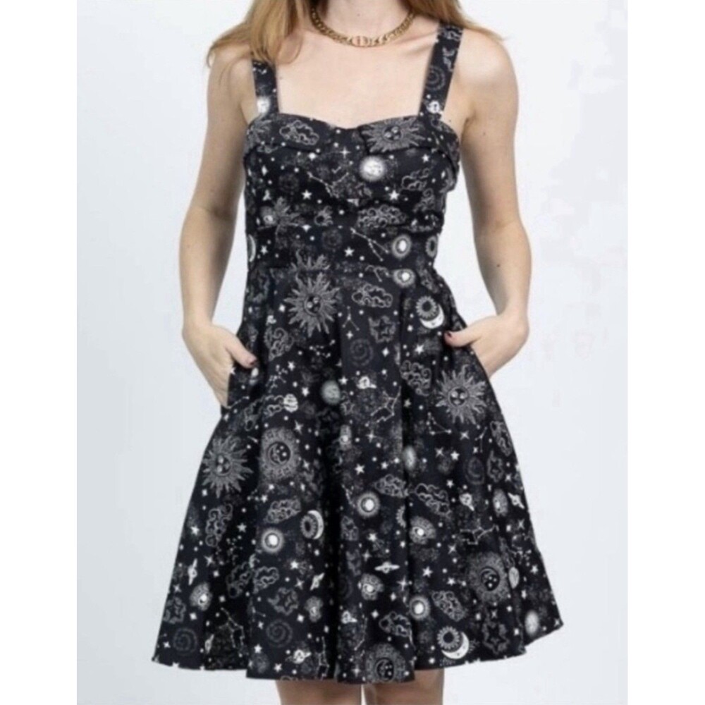 EVA ROSE Zodiac Celestial Astrology Fit Flare Mini Dress PIN UP ROCKABILLY